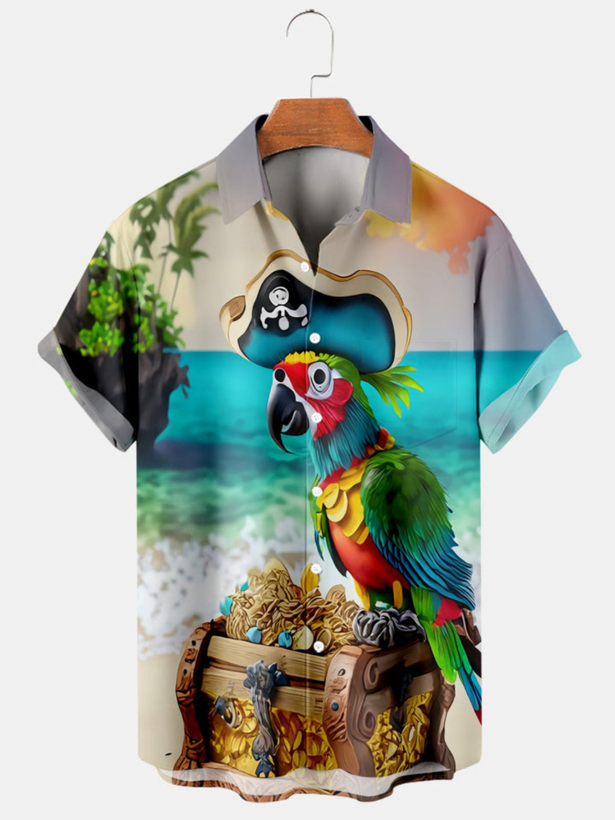 Parrot Printed Short Sleeve Shirt