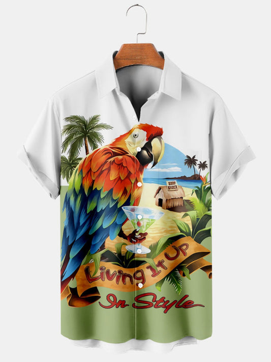 Parrot Printed Short Sleeve Shirt