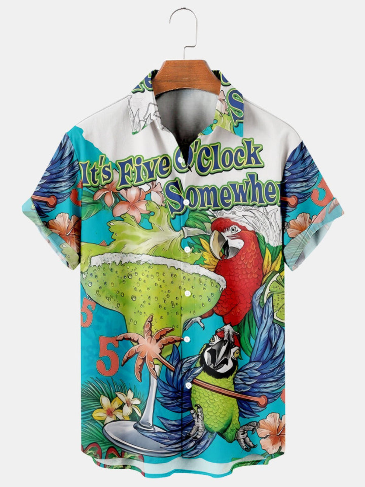 Parrot Printed Short Sleeved Shirt