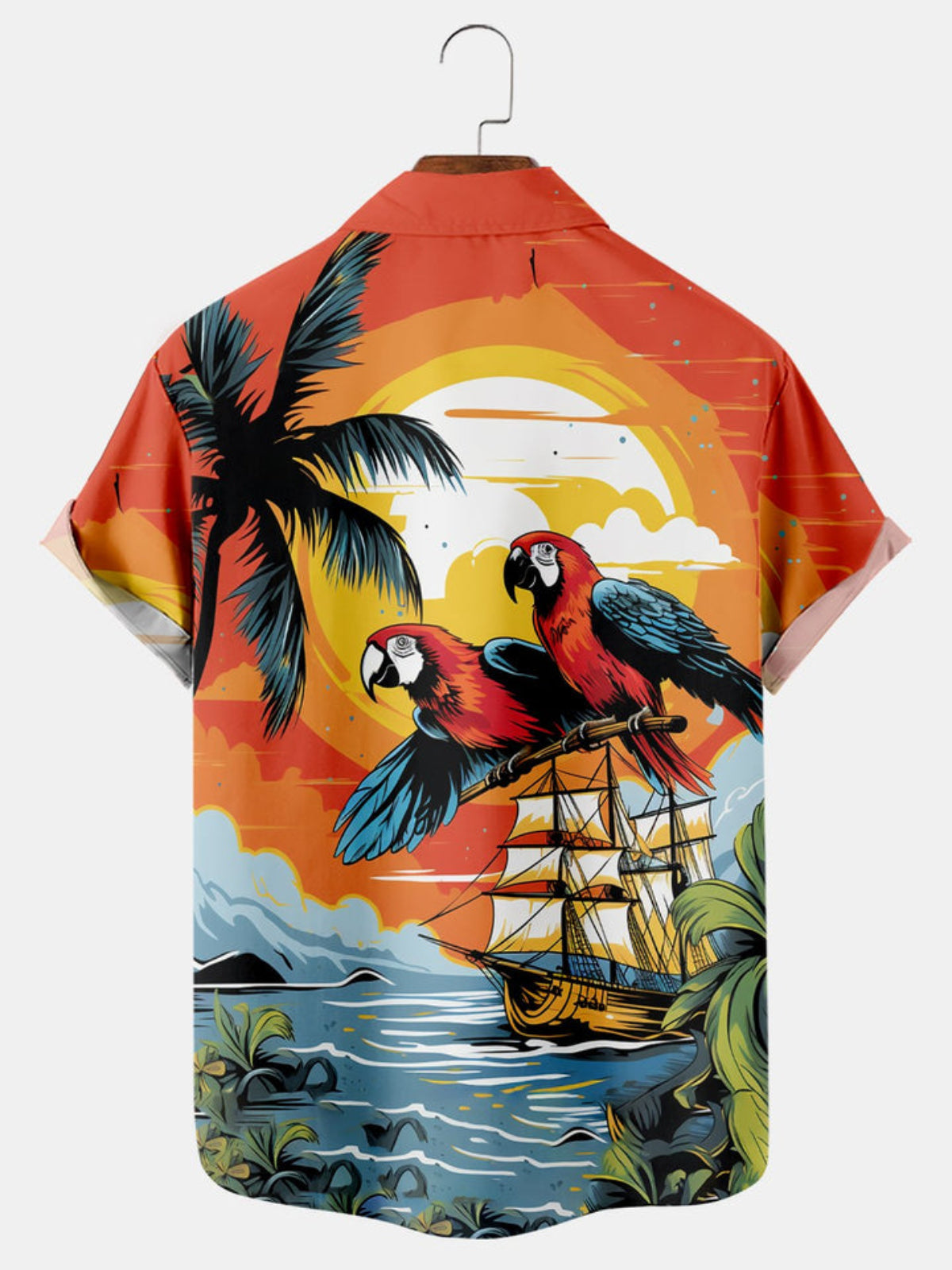 Parrot Sea Printed Short Sleeve Shirt
