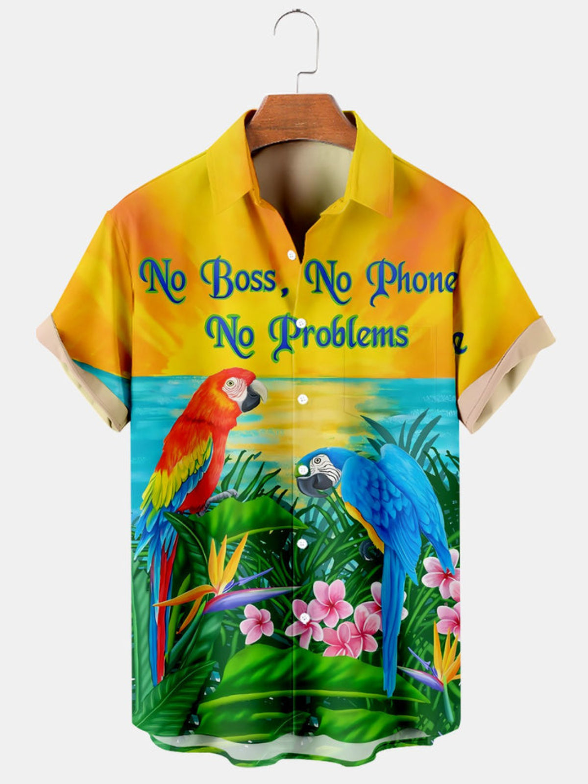 Parrots And Sunsets Short Sleeve Shirt