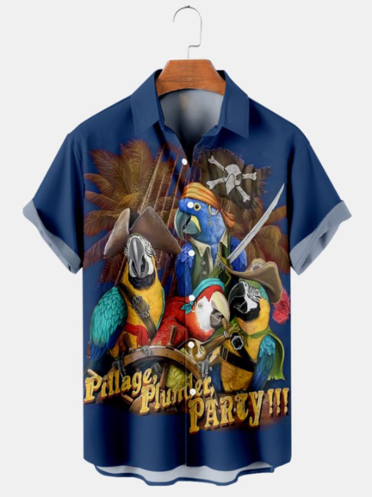 Pirates Parrot Printed Short Sleeve Shirt