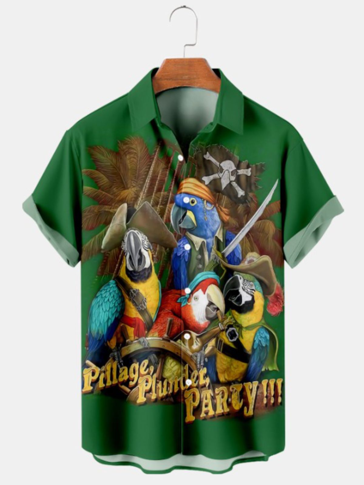 Pirates Parrot Printed Short Sleeve Shirt