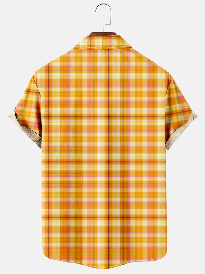 Plaid Panel Short Sleeve Shirt