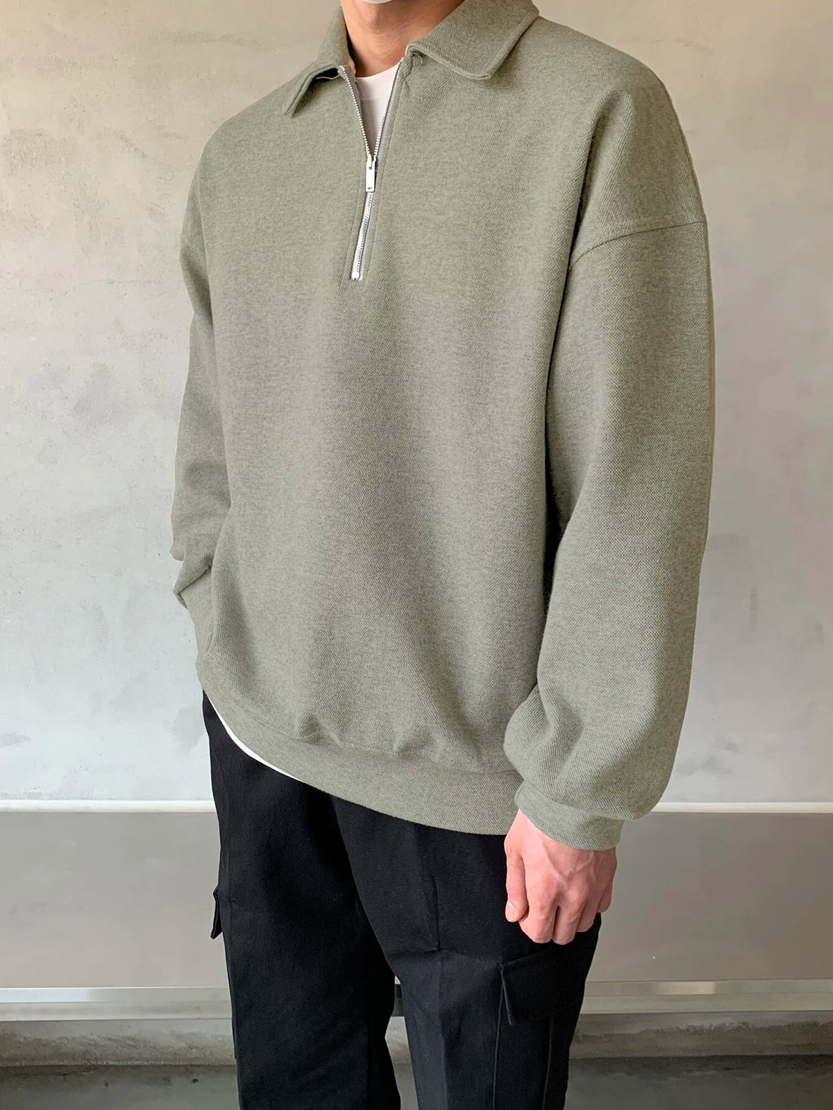 Plain Half Zip Sweatshirt