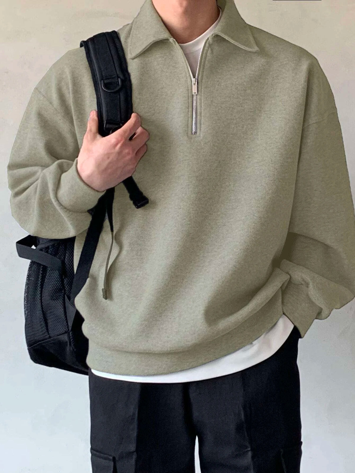 Plain Half Zip Sweatshirt