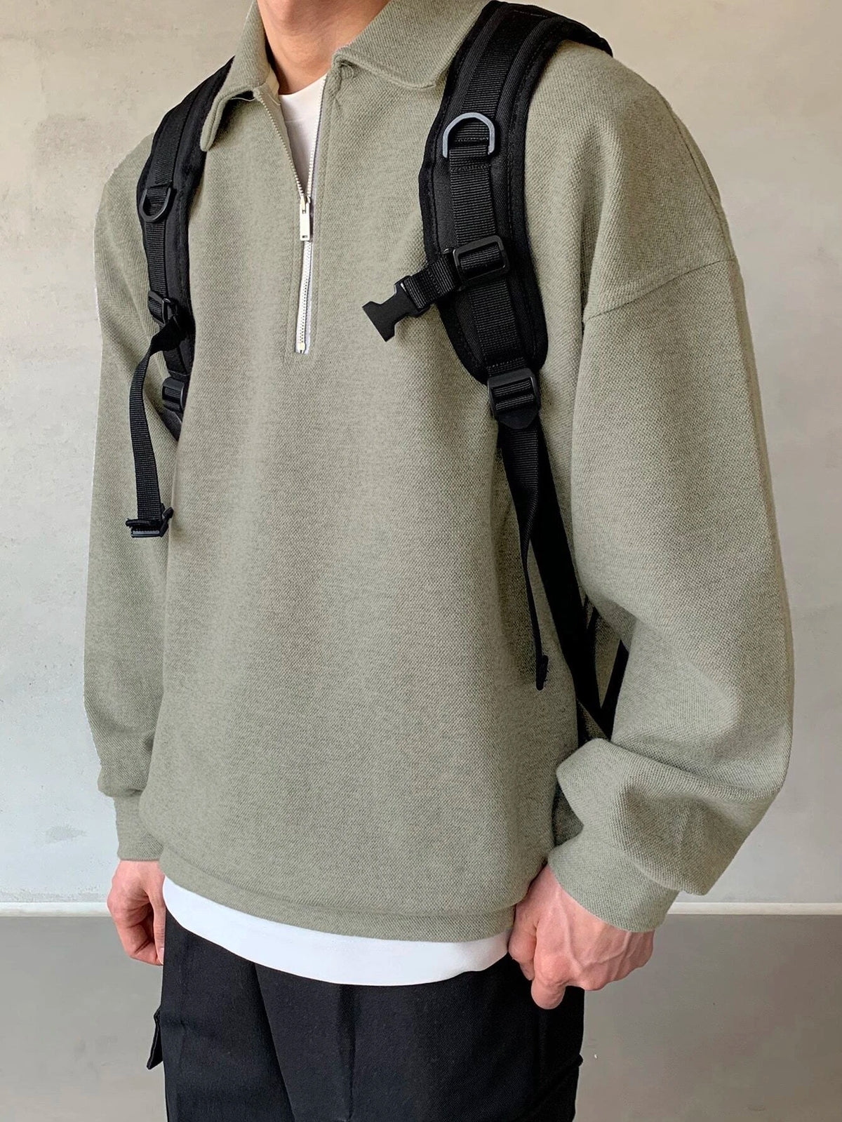 Plain Half Zip Sweatshirt