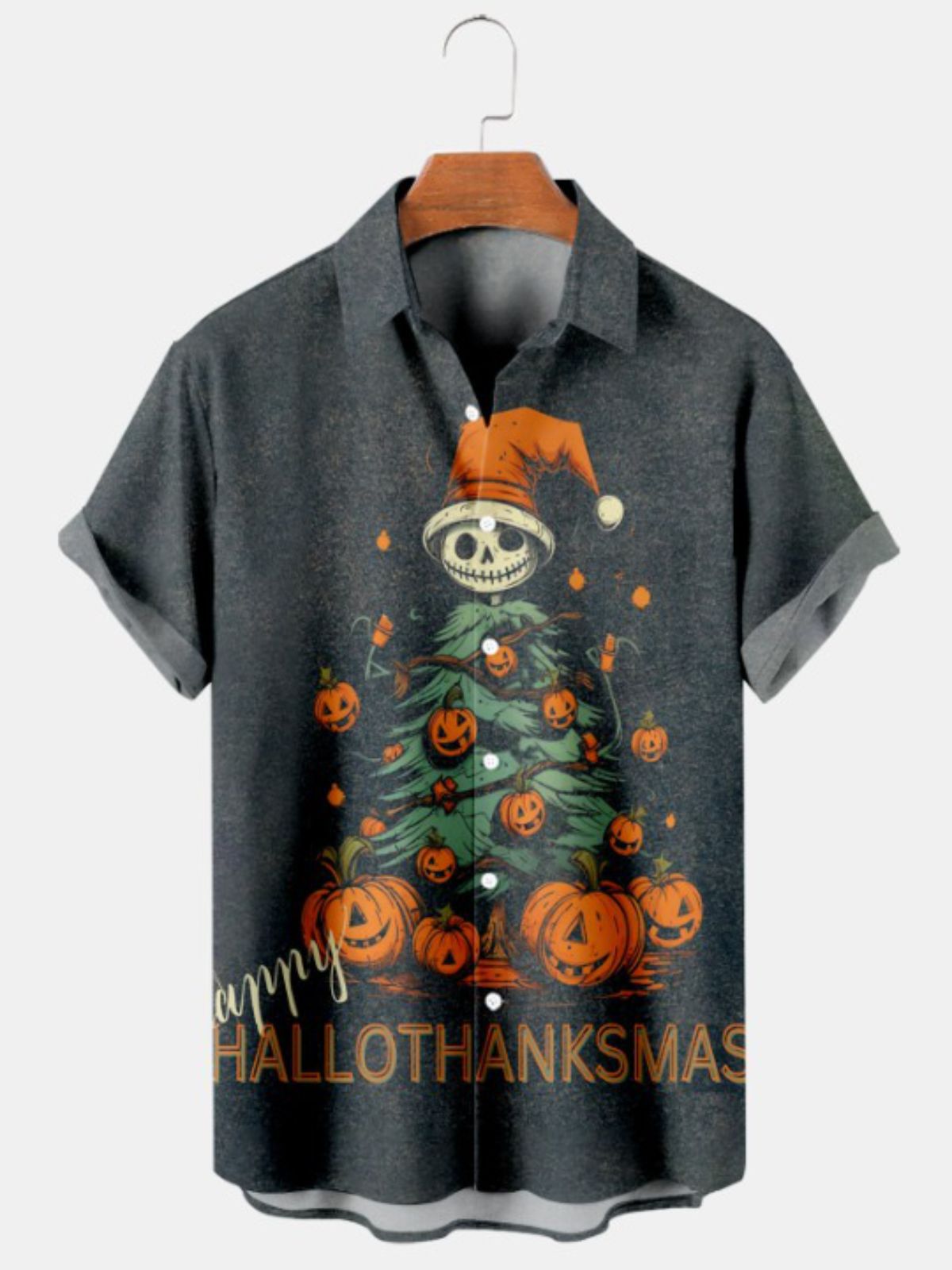 Short Sleeve Shirt With Pumpkin Print