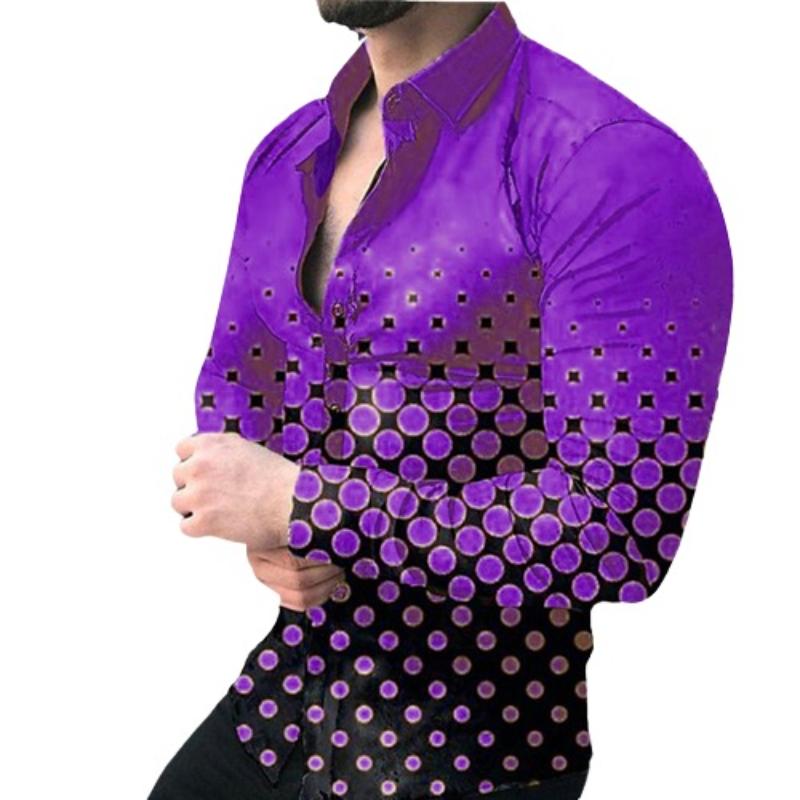 Polka Dot Print Full Sleeve Partywear Shirt