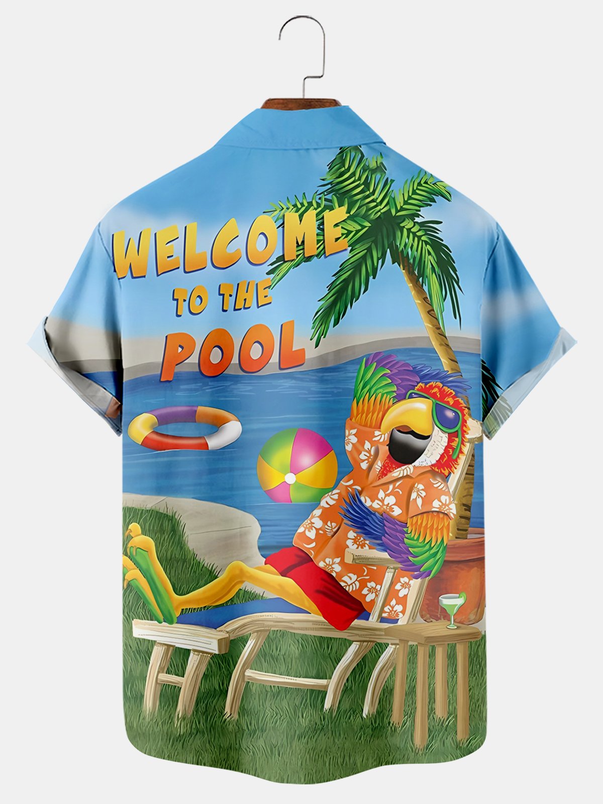 Pool Parrot Print Short Sleeve Shirt