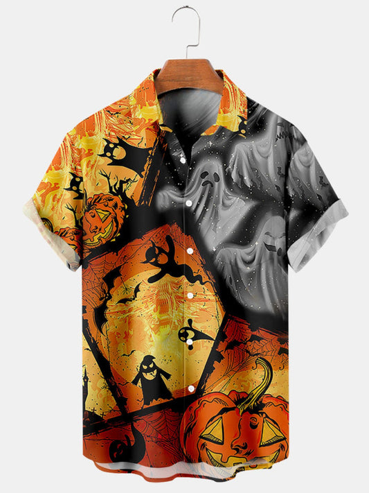 Printed Halloween Short Sleeve Shirt