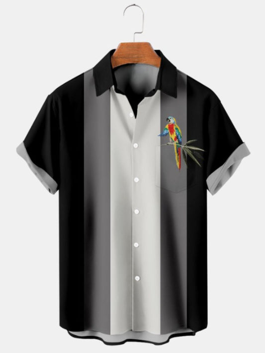 Printed Parrot Short Sleeve Shirt