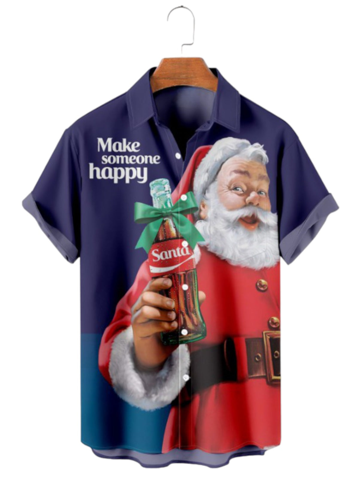 Printed Santa Short Sleeve Shirt