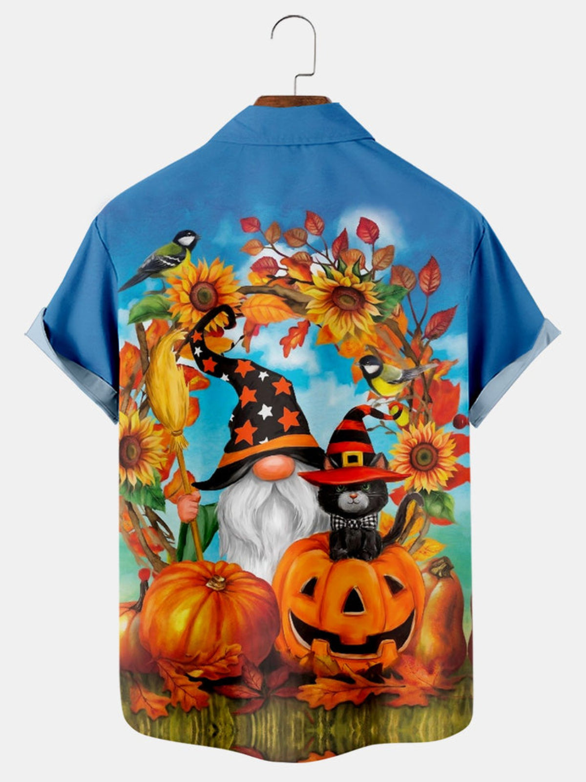 Pumpkin And Cat Garland Printed Shirt