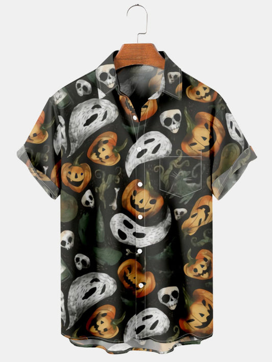 Printed Pumpkin Short Sleeve Shirt