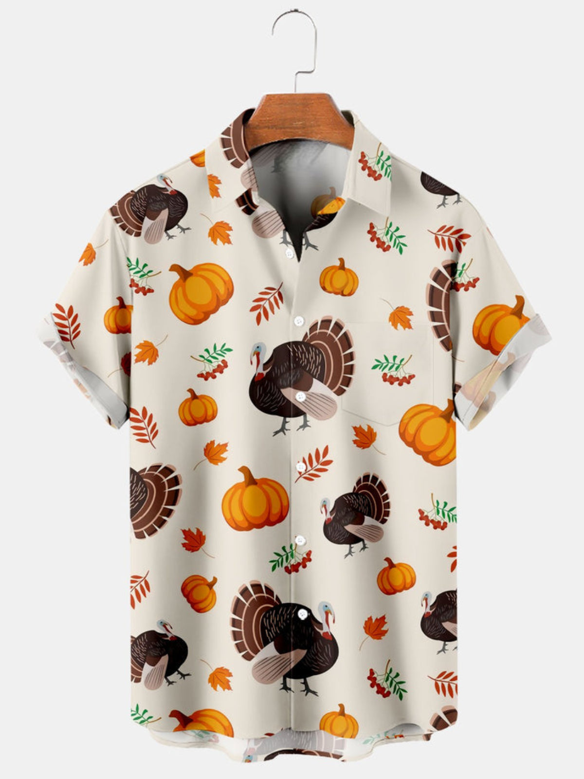 Pumpkin Maple Printed Short Sleeve Shirt