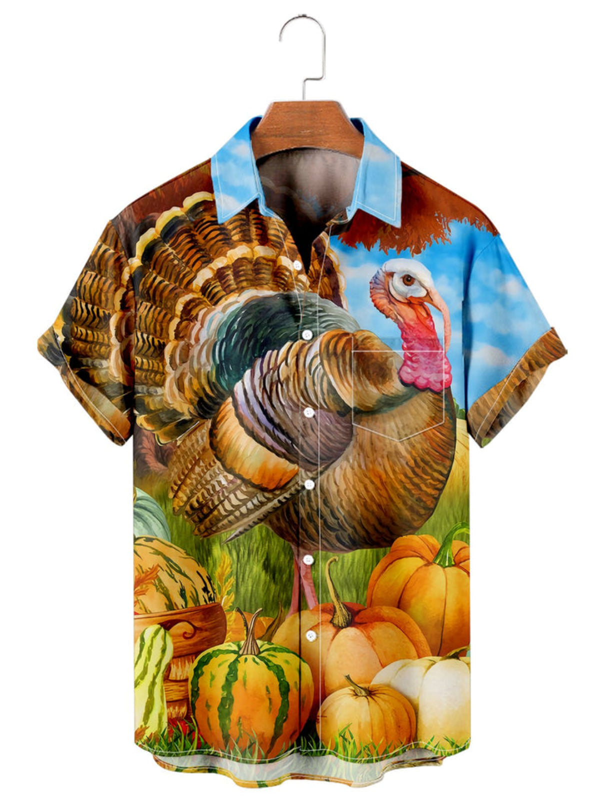 Pumpkin Peacock Printed Shirt