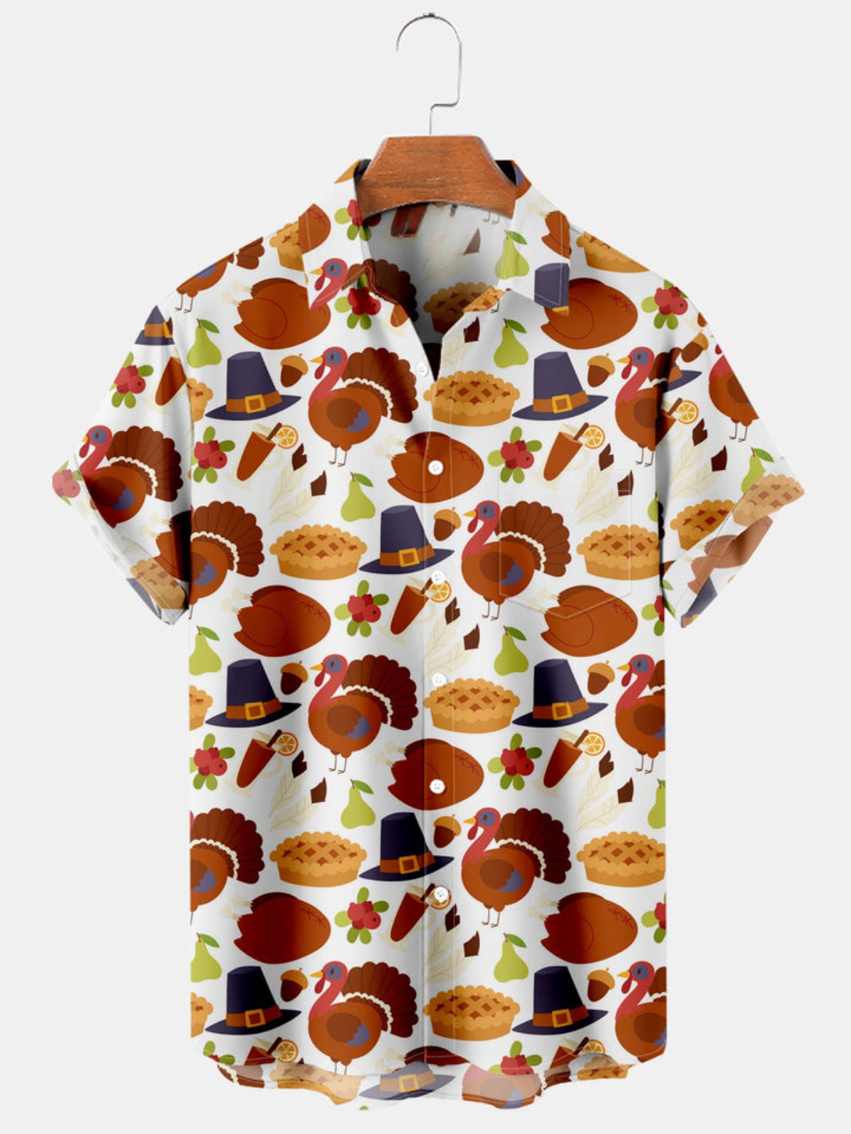 Thanksgiving Pumpkin Pocket Short Sleeve Shirt