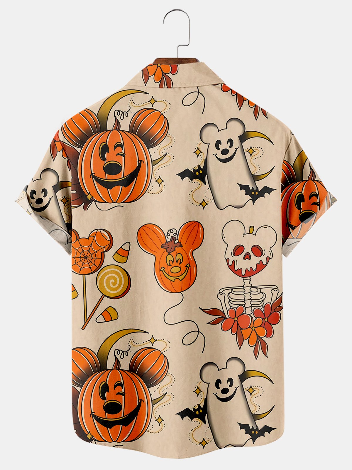 Pumpkin Print Casual Short Sleeve Shirt