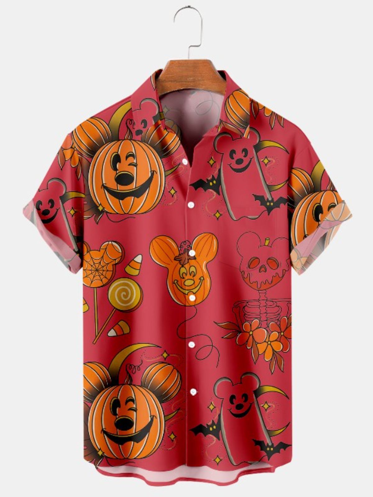 Pumpkin Print Casual Short Sleeve Shirt