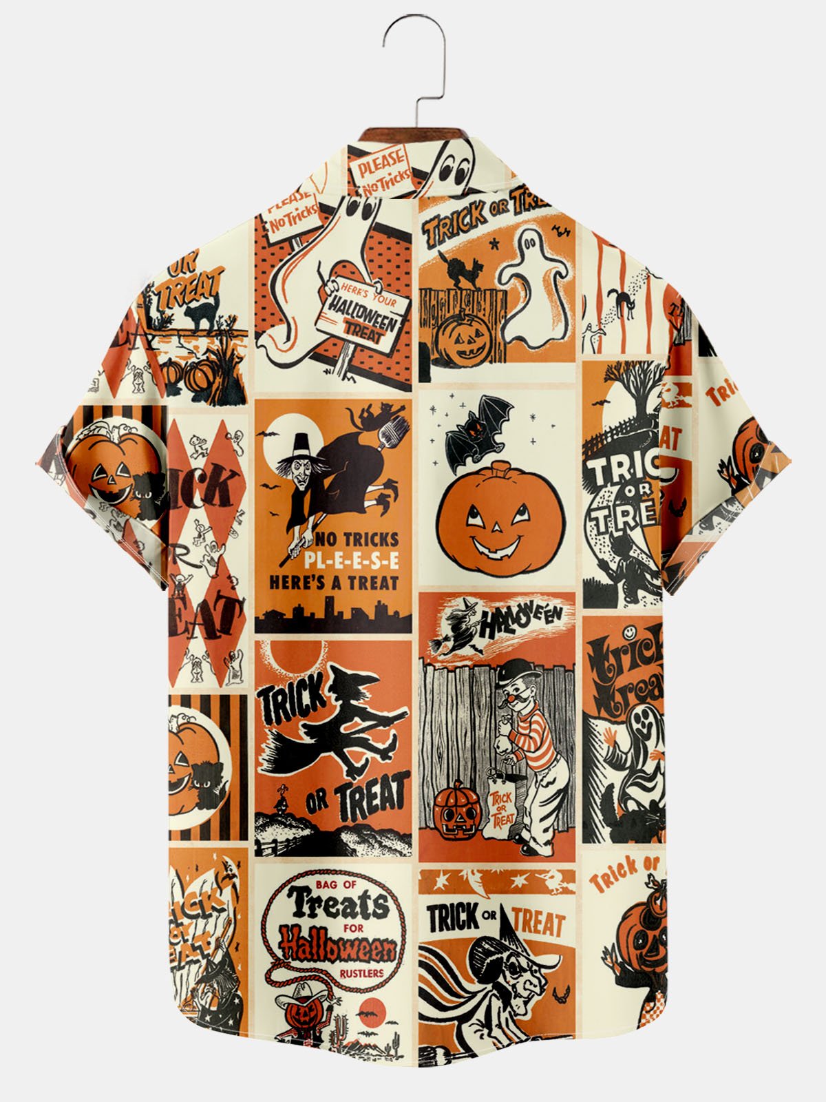 Pumpkin Print Pocket Short Sleeve Shirt