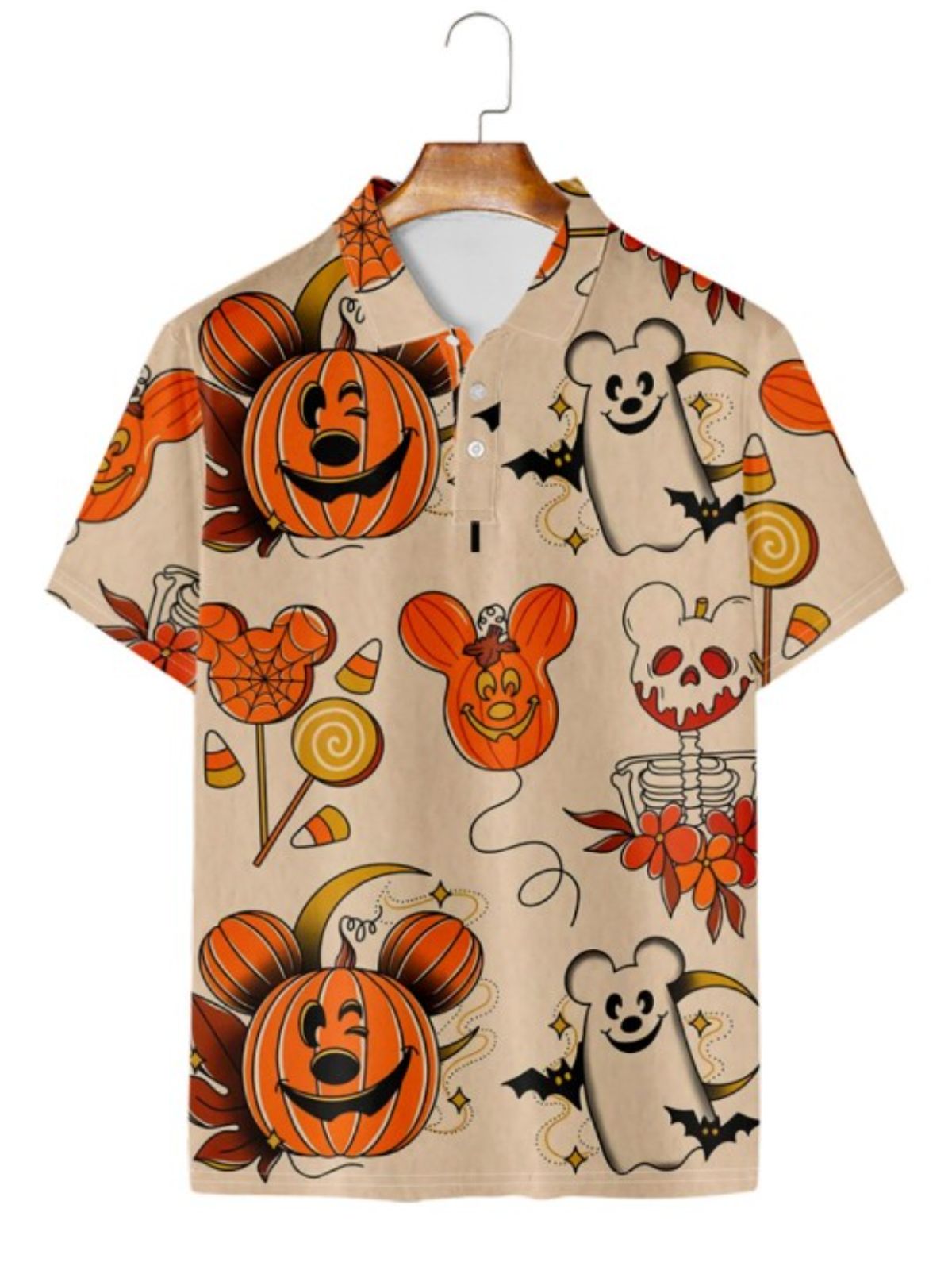 Pumpkin Print Polo Shirt