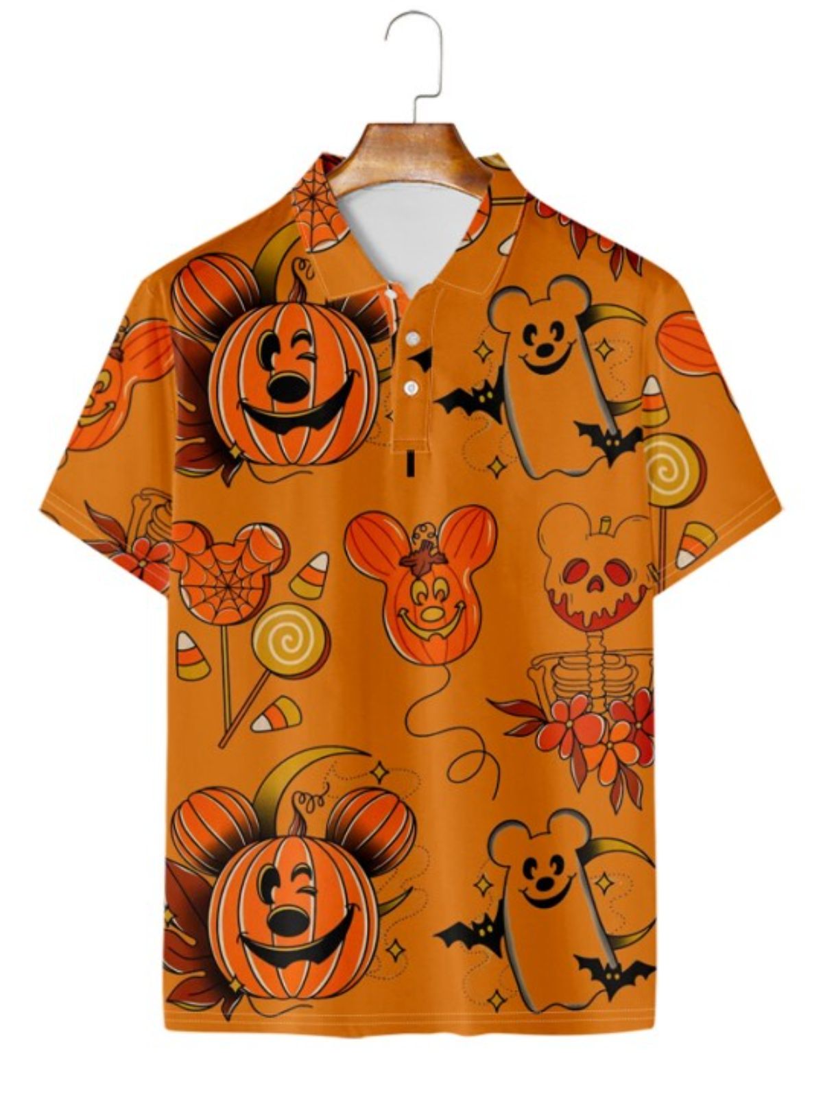 Pumpkin Print Polo Shirt