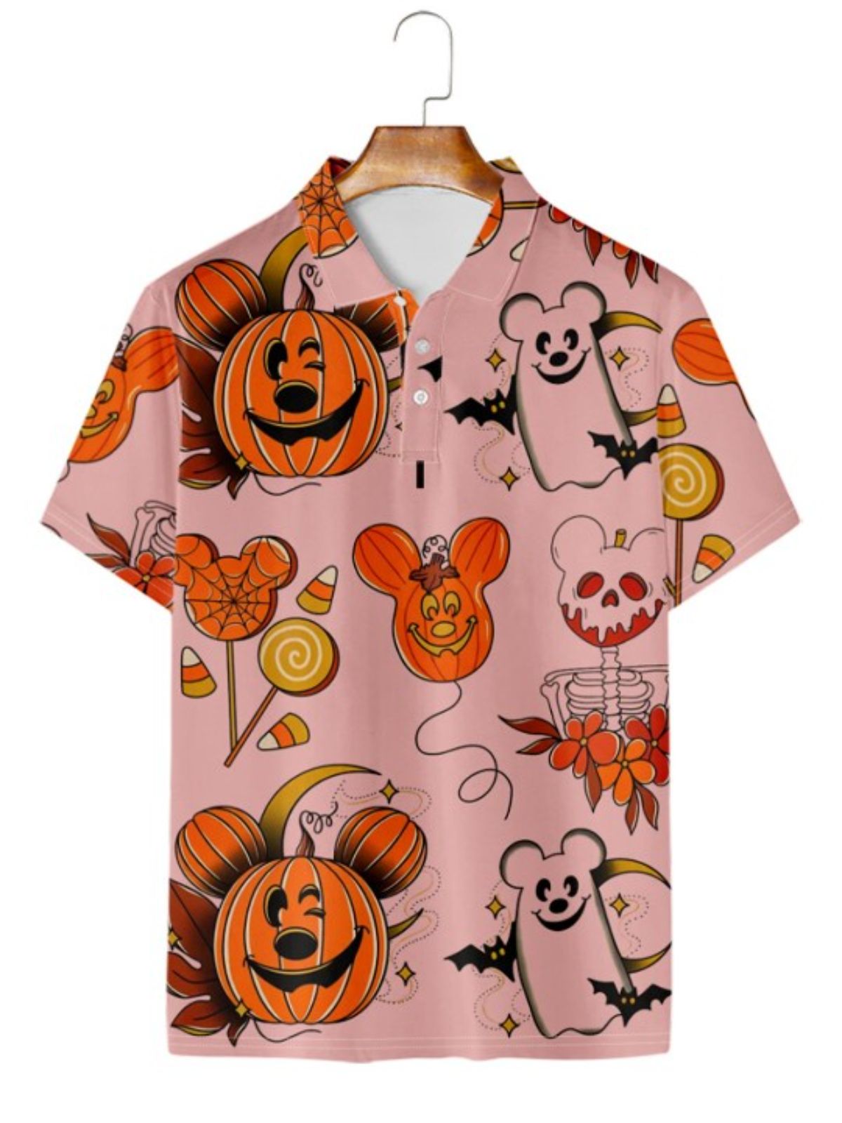 Pumpkin Print Polo Shirt