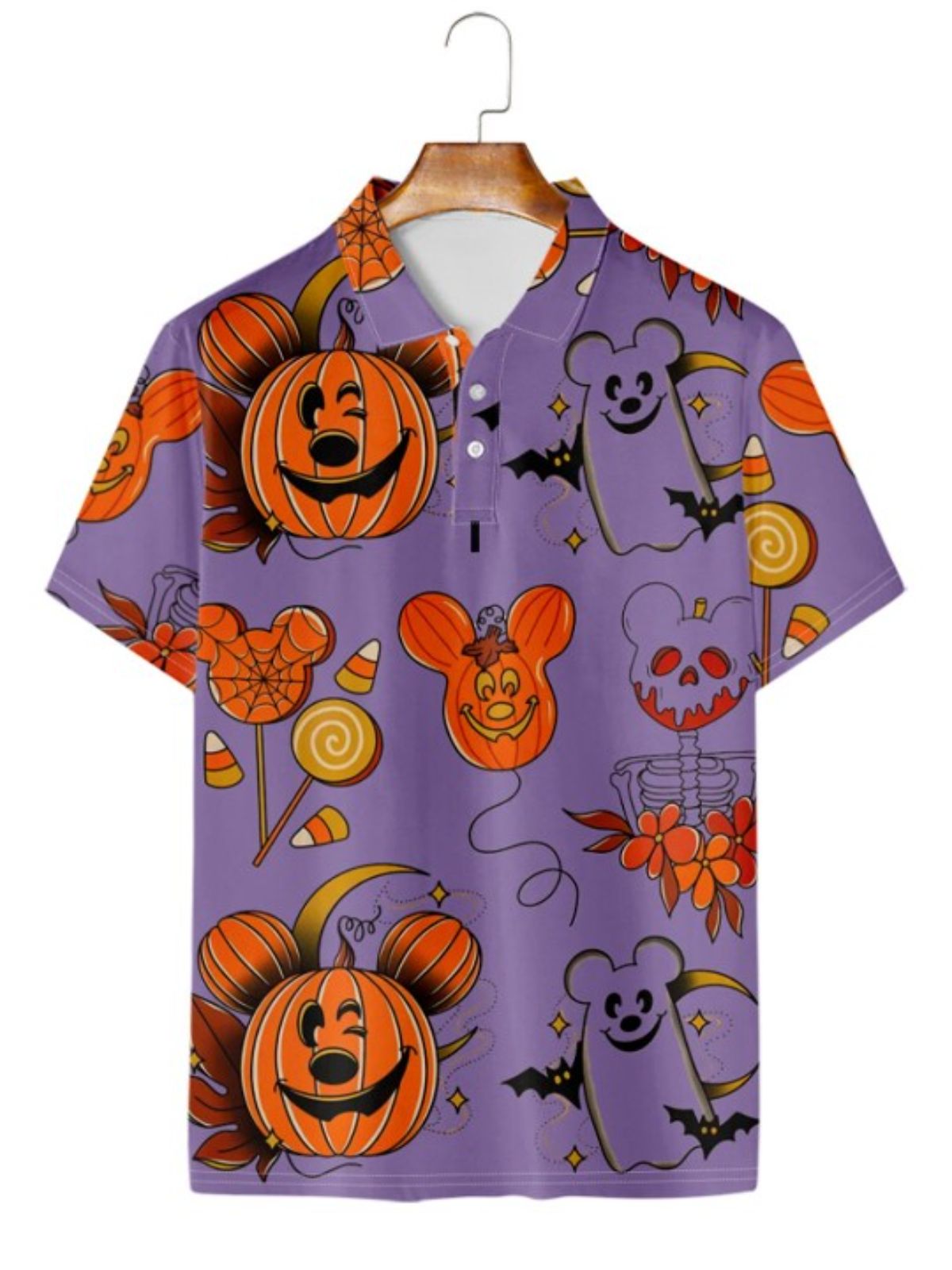 Pumpkin Print Polo Shirt