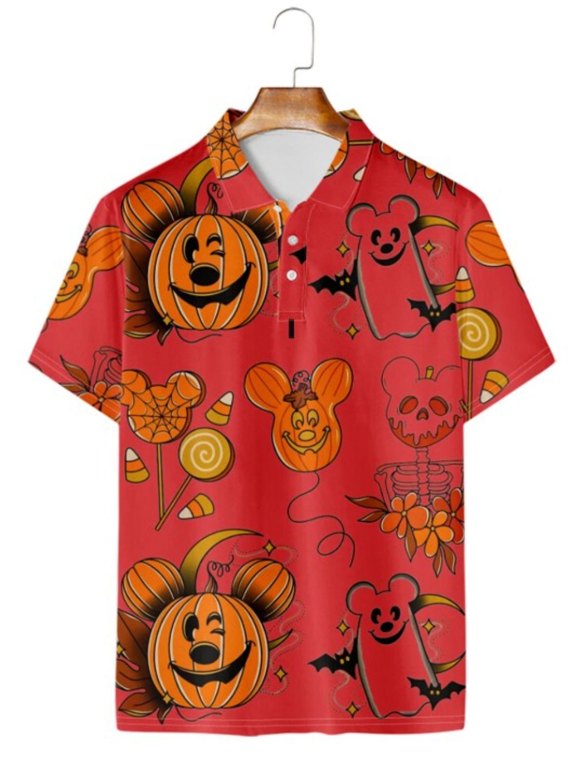 Pumpkin Print Polo Shirt
