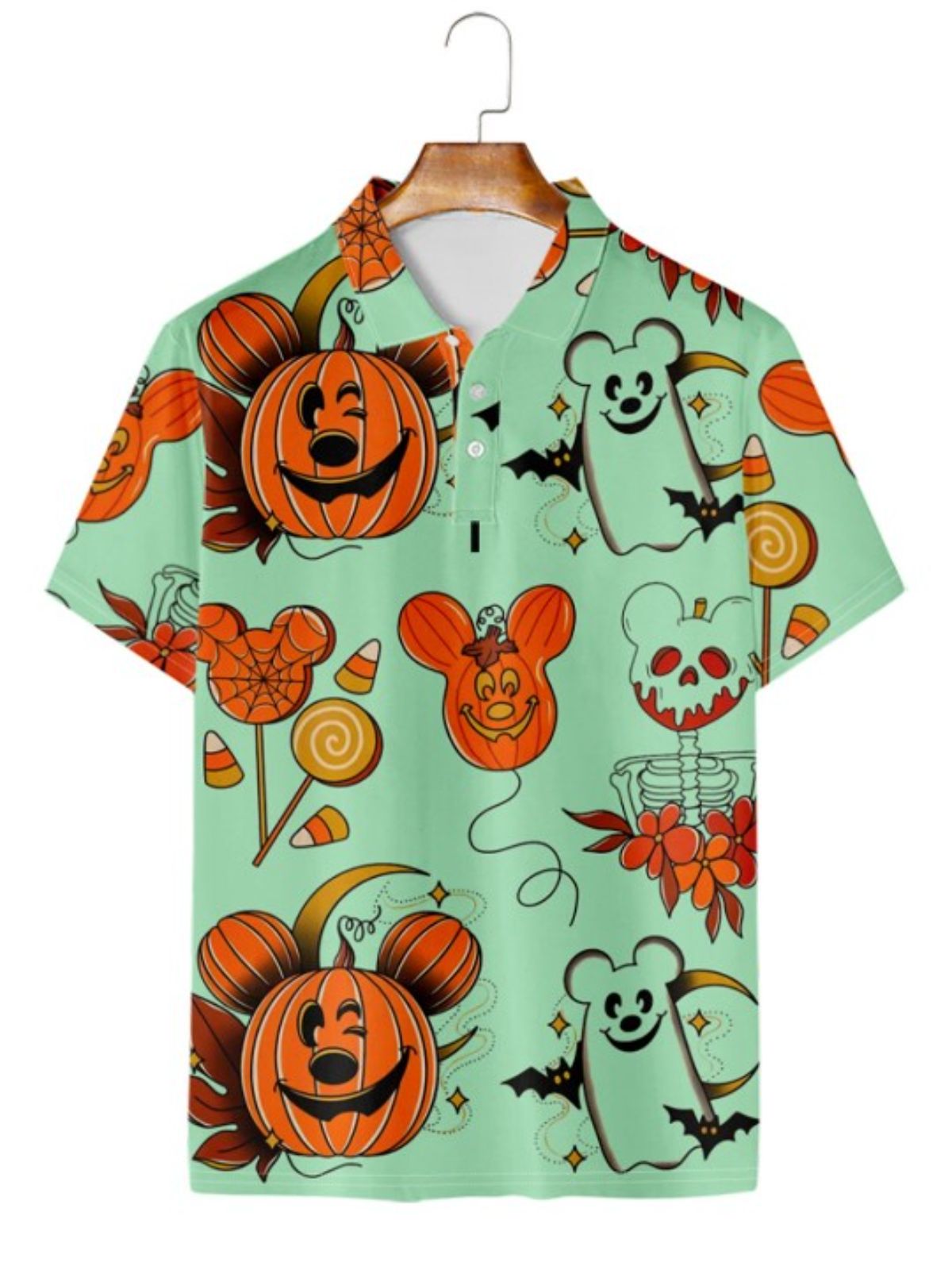 Pumpkin Print Polo Shirt