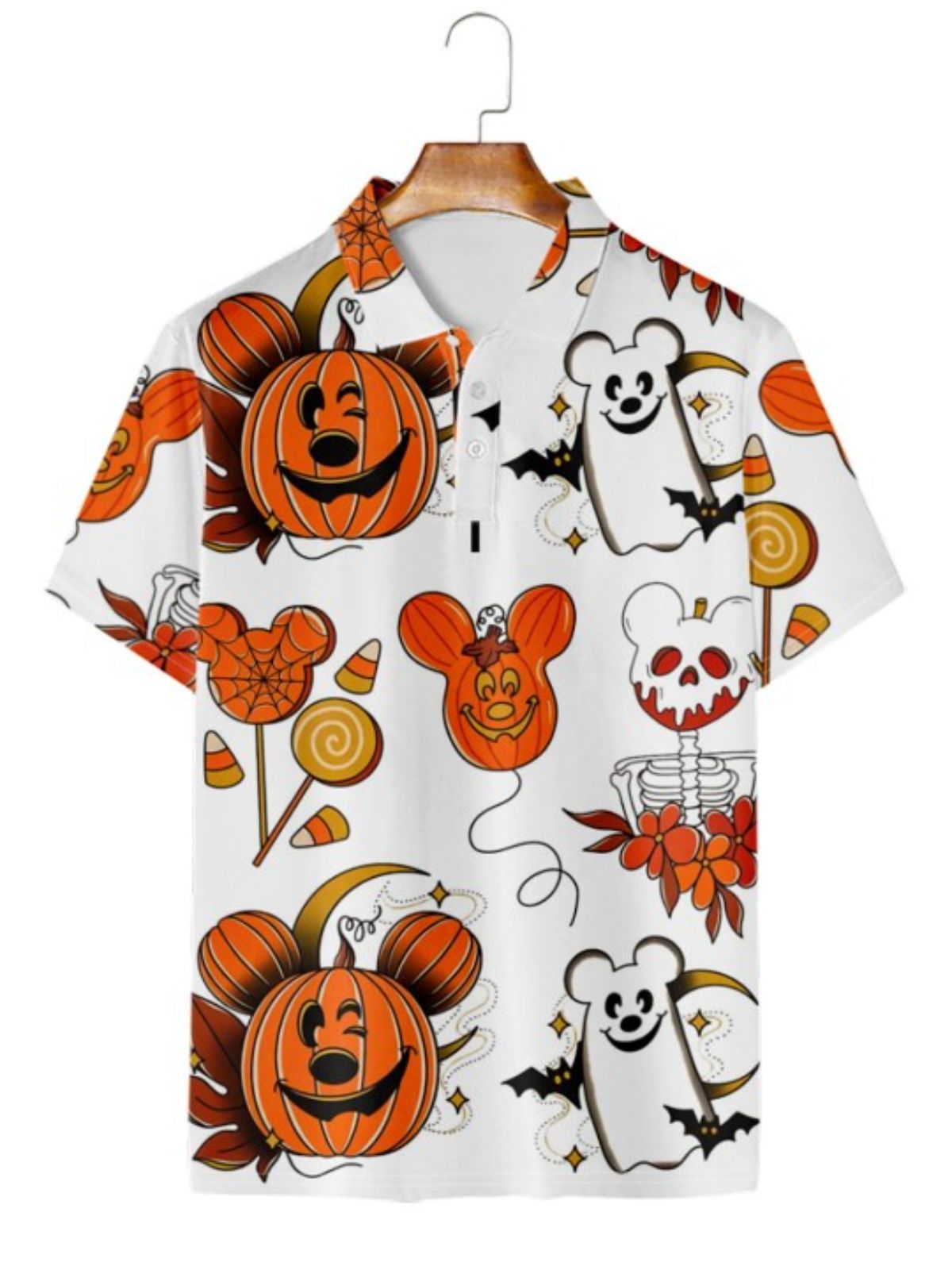 Pumpkin Print Polo Shirt