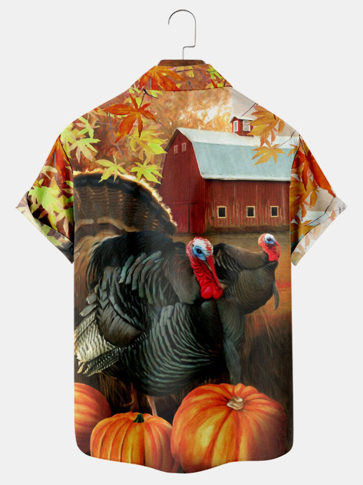 Pumpkin Printed Short Sleeve Shirt