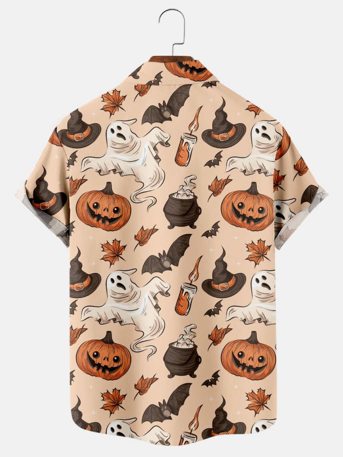 Pumpkin Printed Short Sleeve Shirt