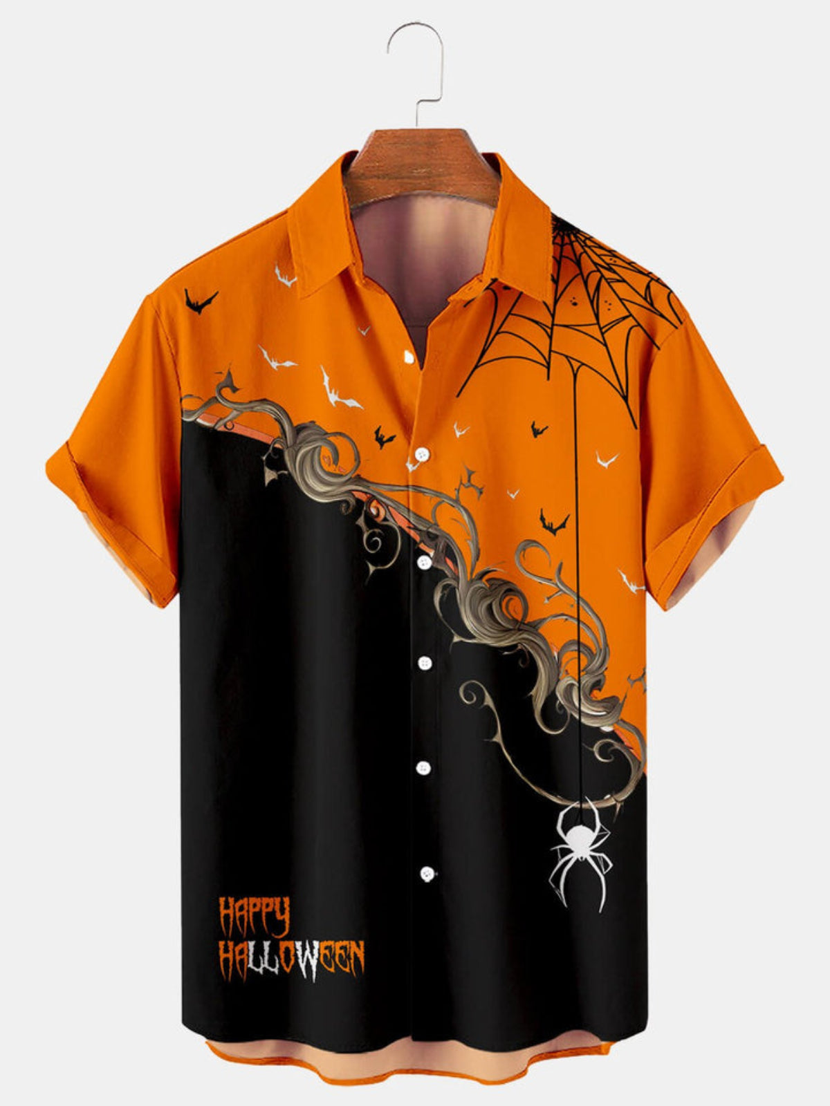 Pumpkin Printed Short Sleeve Shirt