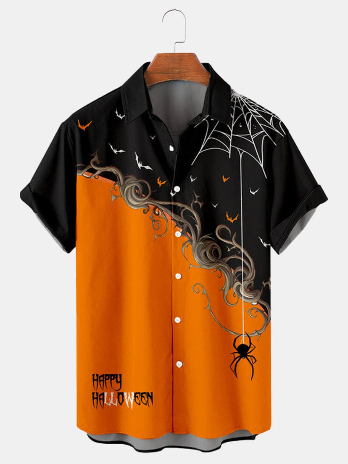 Pumpkin Printed Short Sleeve Shirt