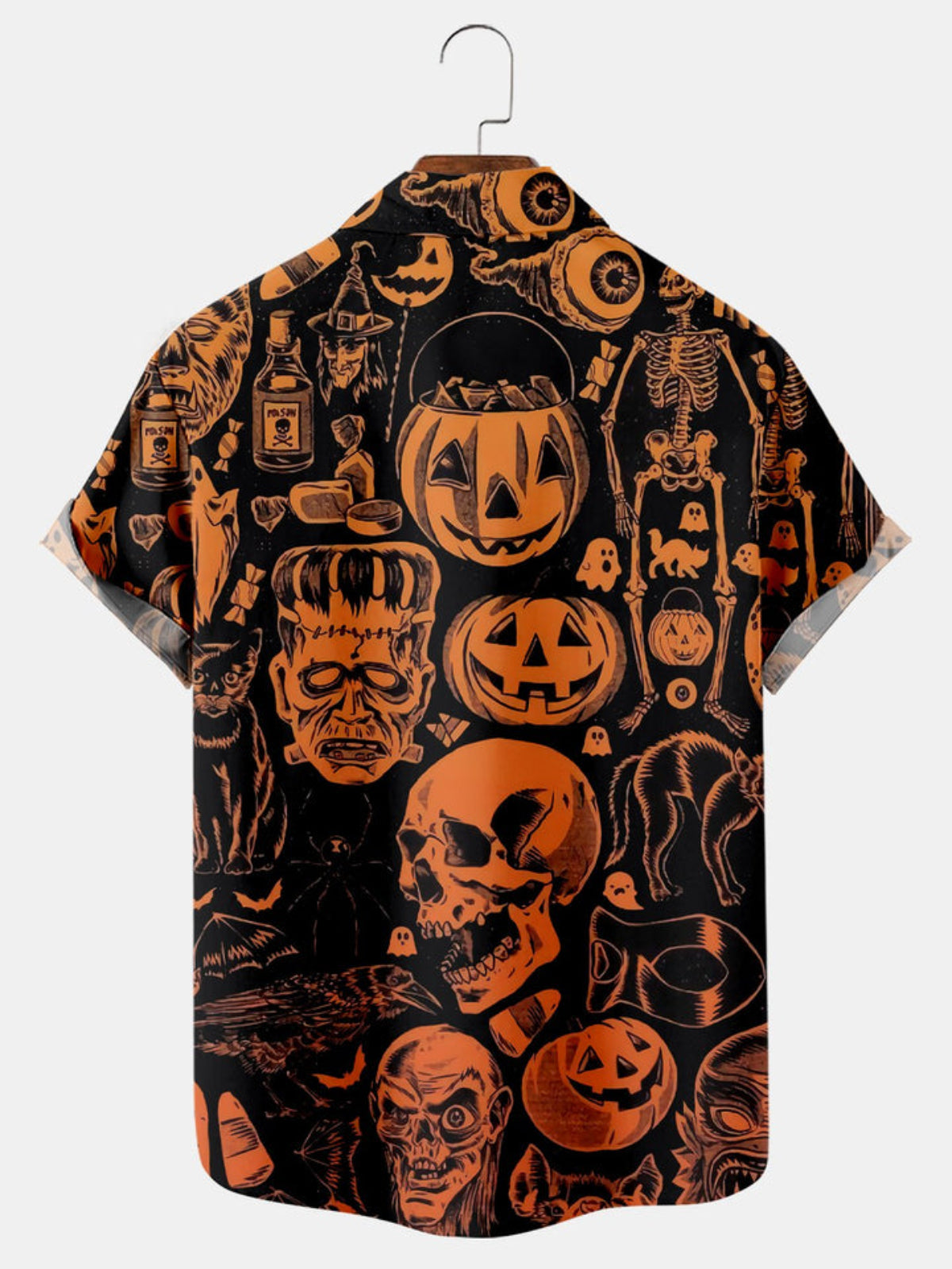 Halloween Pumpkin Printed Short Sleeve Shirt
