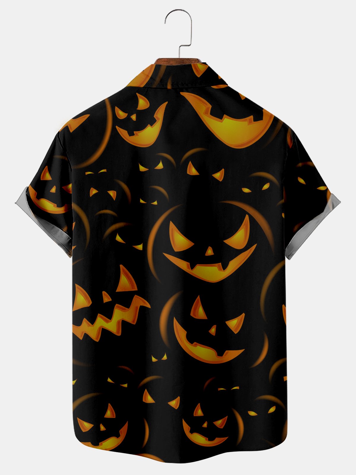 Pumpkin Surfboard Print Short Sleeve Shirt