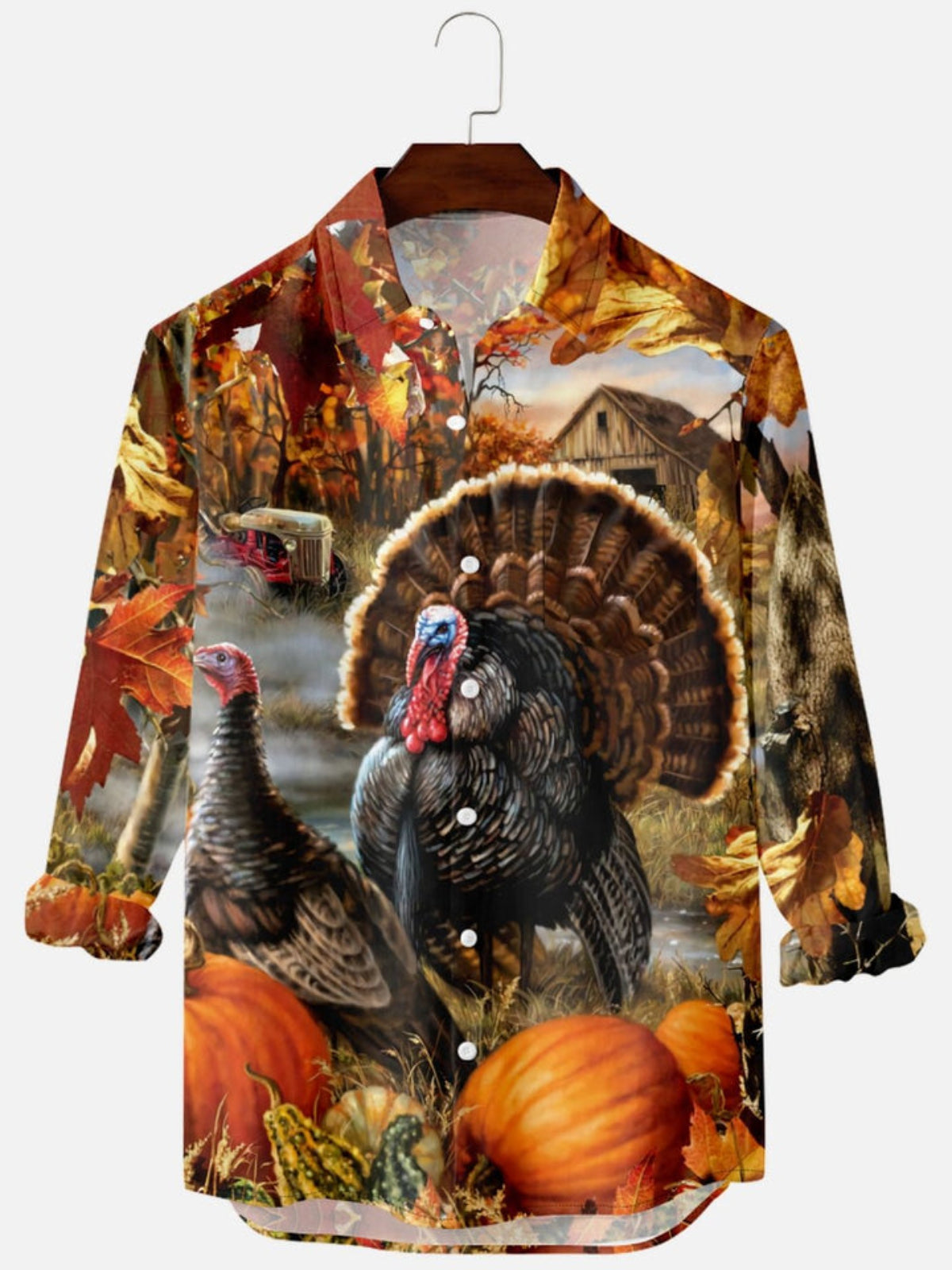 Pumpkin Turkey Printed Long Sleeve Shirt