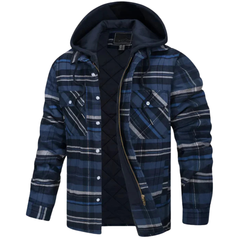 Quilted Hooded Flannel Jacket