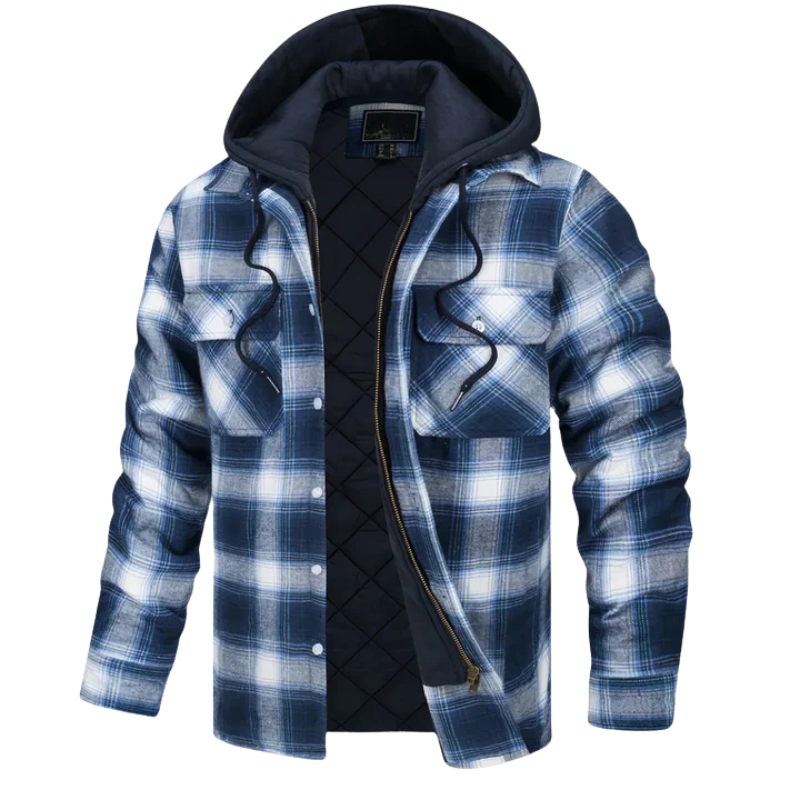 Quilted Hooded Flannel Jacket