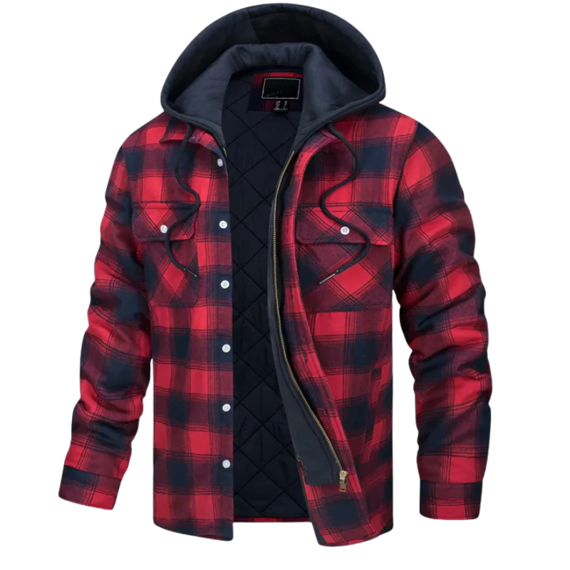 Quilted Hooded Flannel Jacket