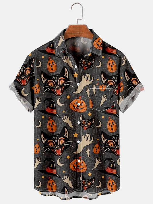 Retro Cat Web Print Shirt