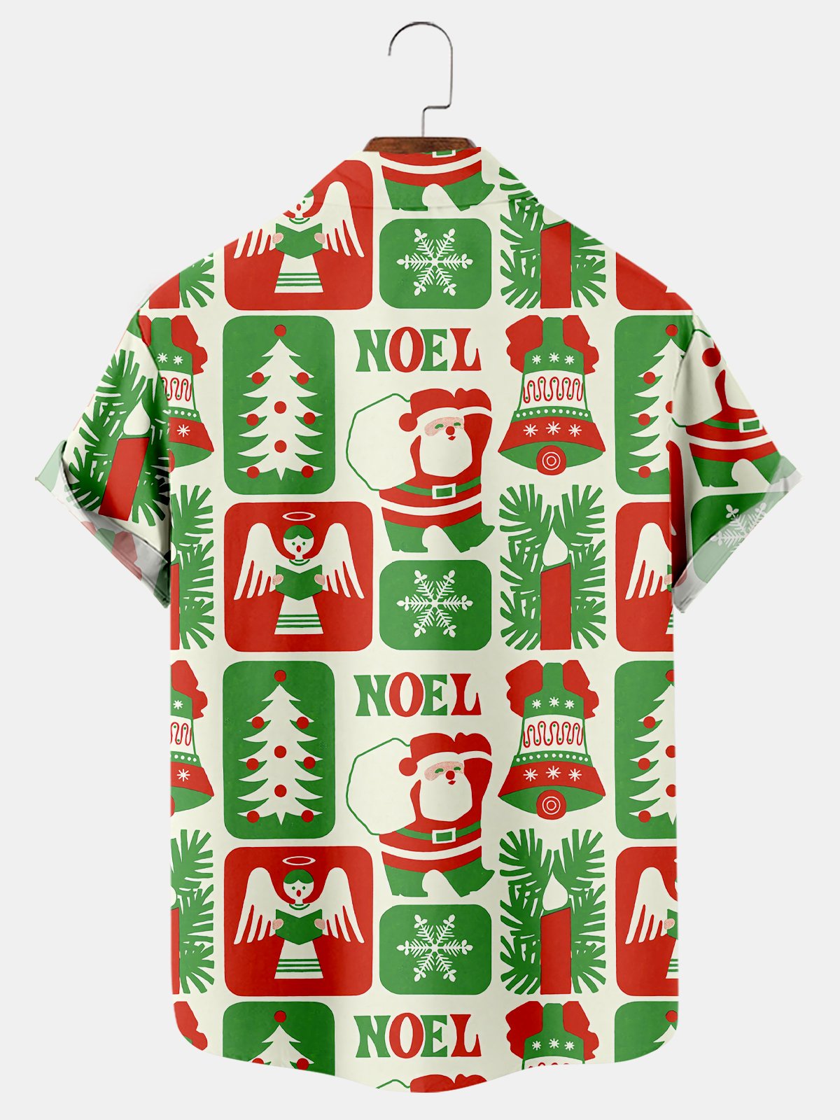 Retro Christmas Santa Printed Short Sleeve Shirt