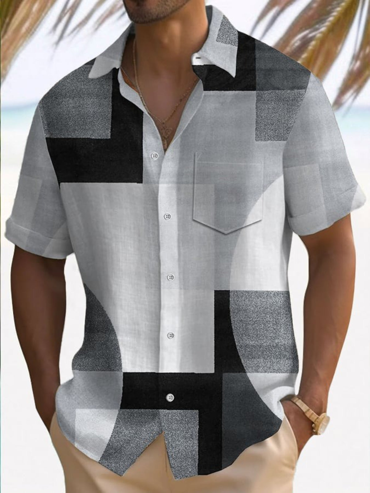 Retro Vacation Style Print Casual Shirt