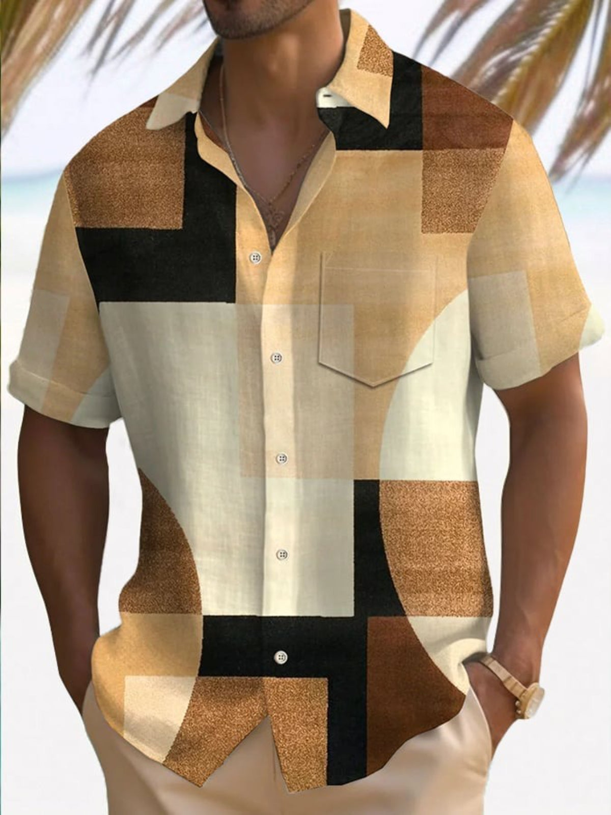 Retro Vacation Style Print Casual Shirt