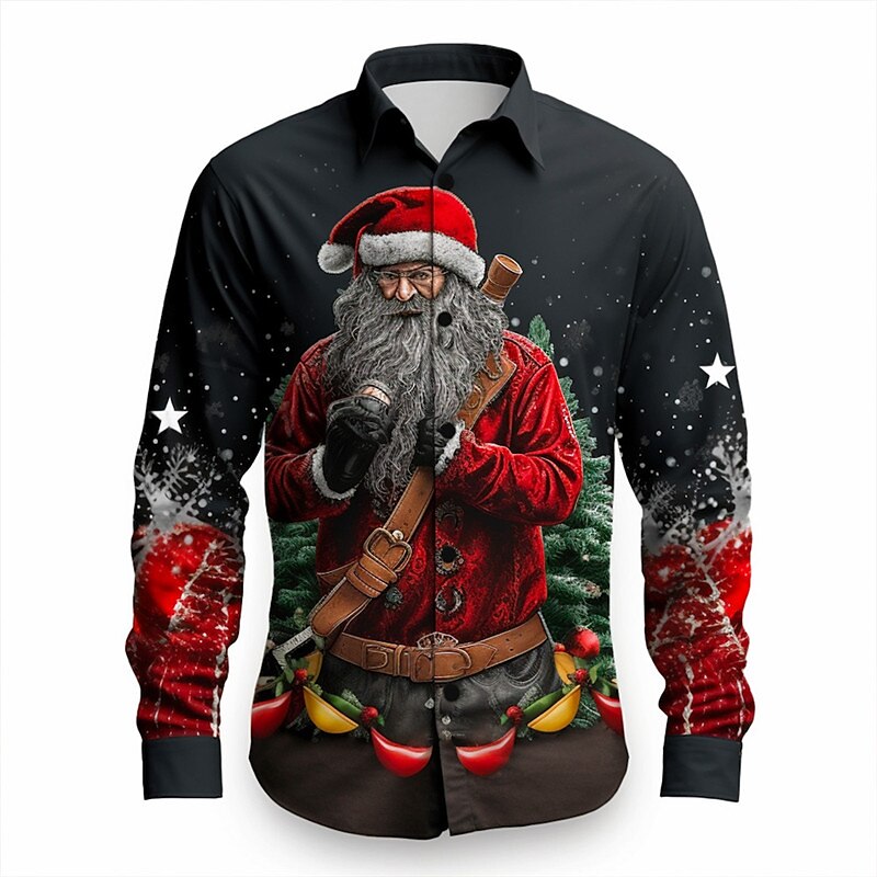 Rock And Roll Christmas Santa Themed Shirts