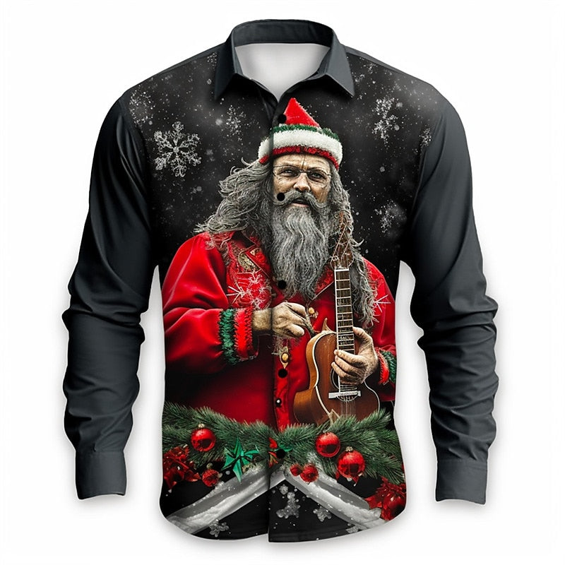 Rock And Roll Christmas Santa Themed Shirts