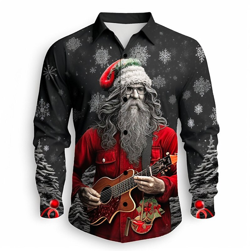 Rock And Roll Christmas Santa Themed Shirts