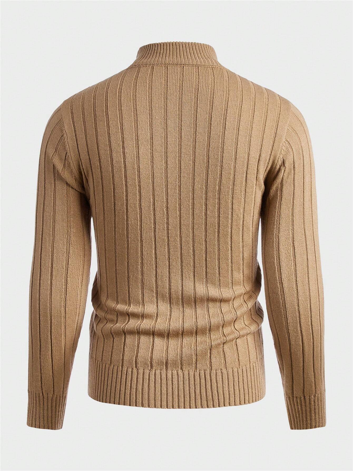 Round Collar Ribbed Knit Sweater